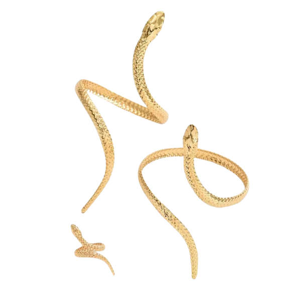 Serpents Embrace Gold-Plated Snake Bracelet, Ring & Armlet Set
