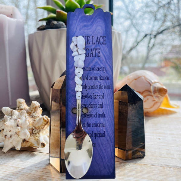 Silver Altar Spoon with Blue Lace Agate