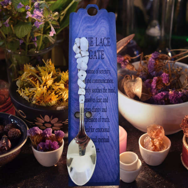 Silver Altar Spoon with Blue Lace Agate