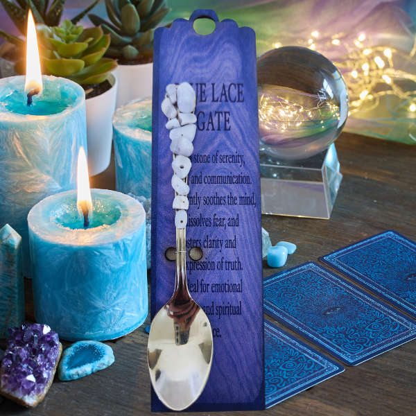 Silver Altar Spoon with Blue Lace Agate