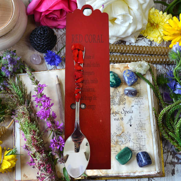 Silver Altar Spoon with Red Coral