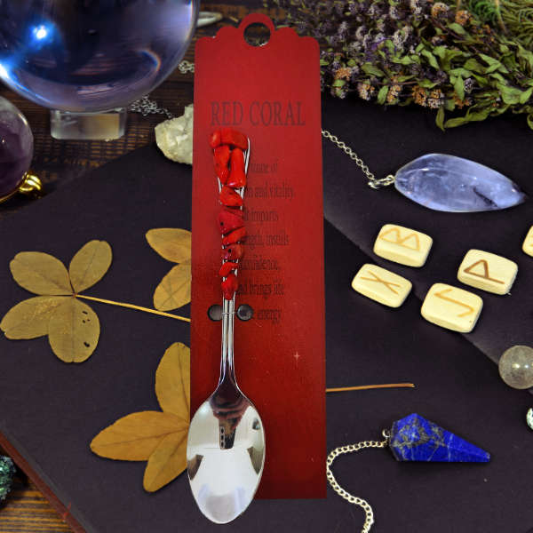 Silver Altar Spoon with Red Coral