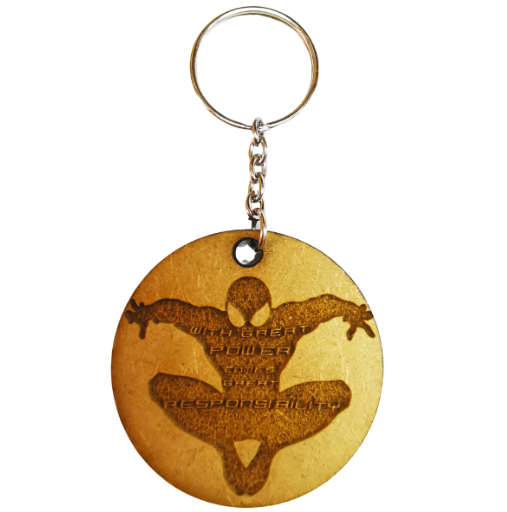 Spiderman With Great Power Themed Keyring