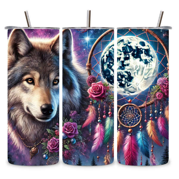 Spirit of the Wolf Dreamcatcher Tumbler  Embrace the Wild