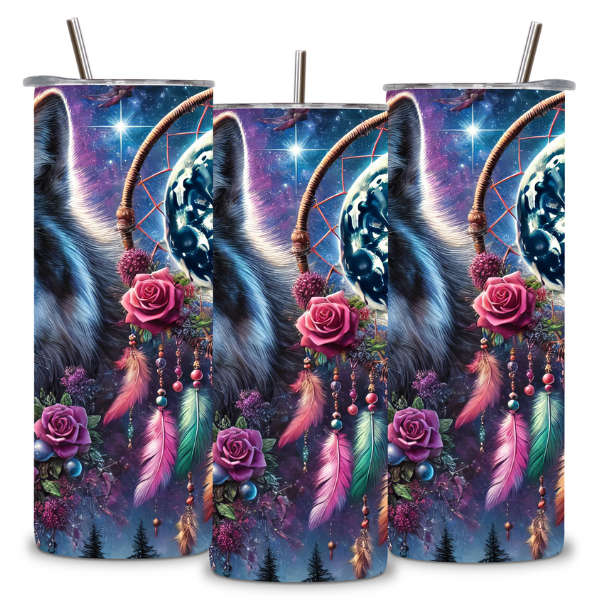 Spirit of the Wolf Dreamcatcher Tumbler  Embrace the Wild