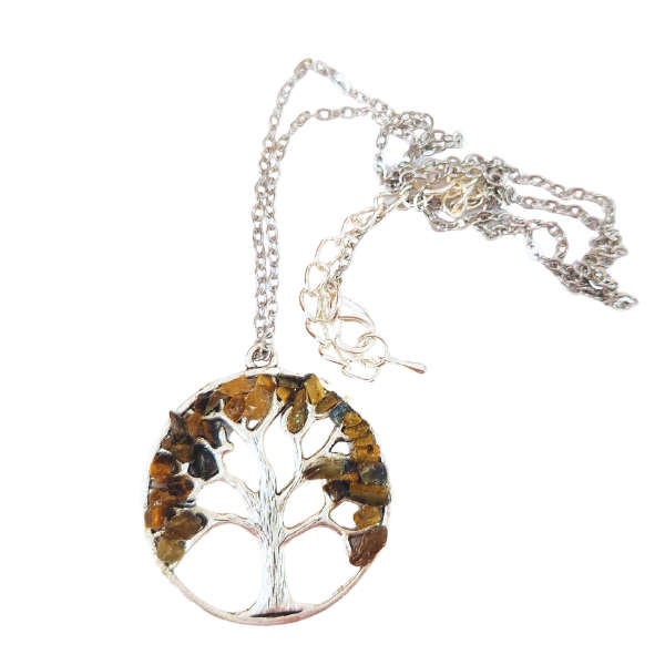 Tiger's Eye Tree of Life Necklace: Guardian's Embrace
