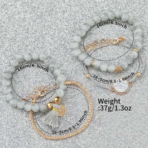 Timeless Tranquility: Howlite & Leather Watch & Bracelet Set 