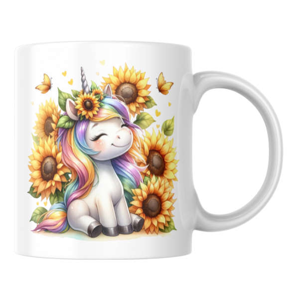 Sunflower Unicorn Coffee Cup and Coaster Set