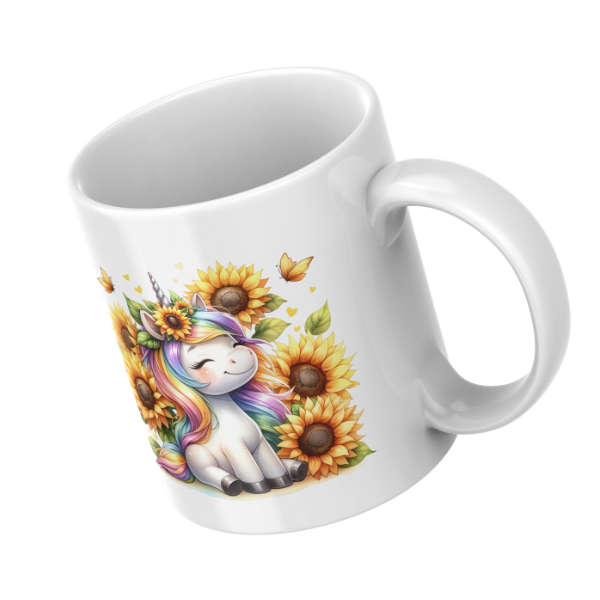 Sunflower Unicorn Coffee Cup and Coaster Set