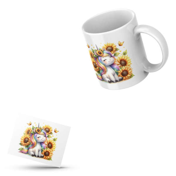 Sunflower Unicorn Coffee Cup and Coaster Set