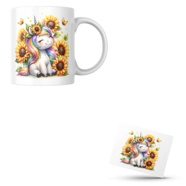 Sunflower Unicorn Coffee Cup and Coaster Set