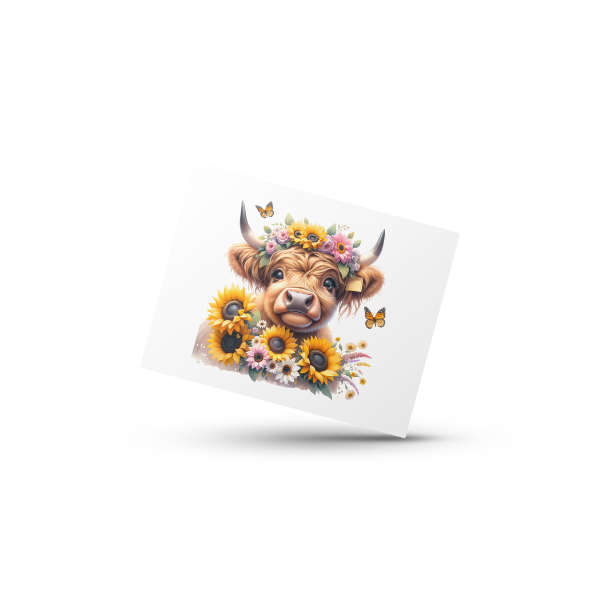Sunflower Highland Cow Coffee Cup and Coaster Set