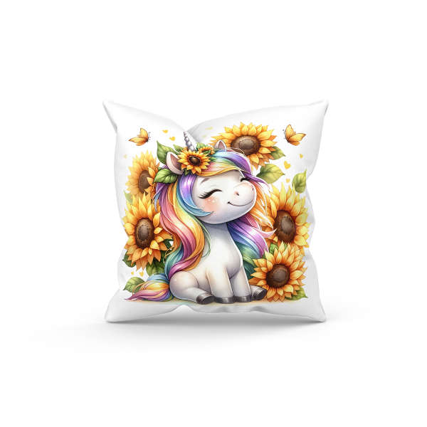 Sunflower Unicorn Throw Pillow