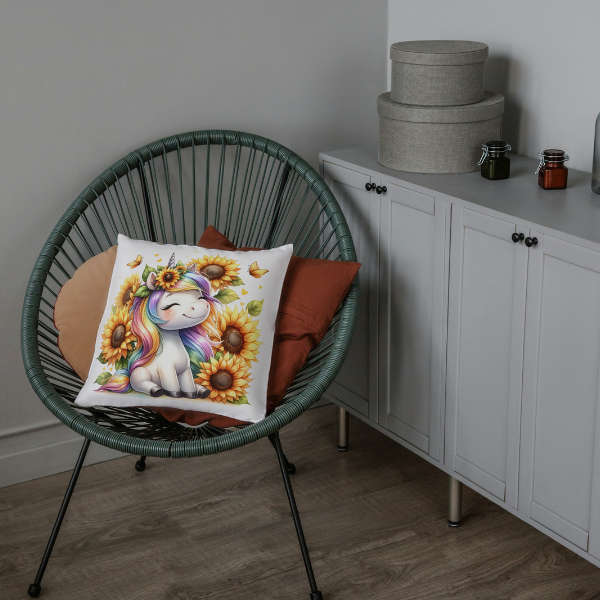 Sunflower Unicorn Throw Pillow