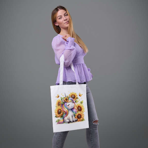 Cute Sunflower Unicorn Shopping Bag