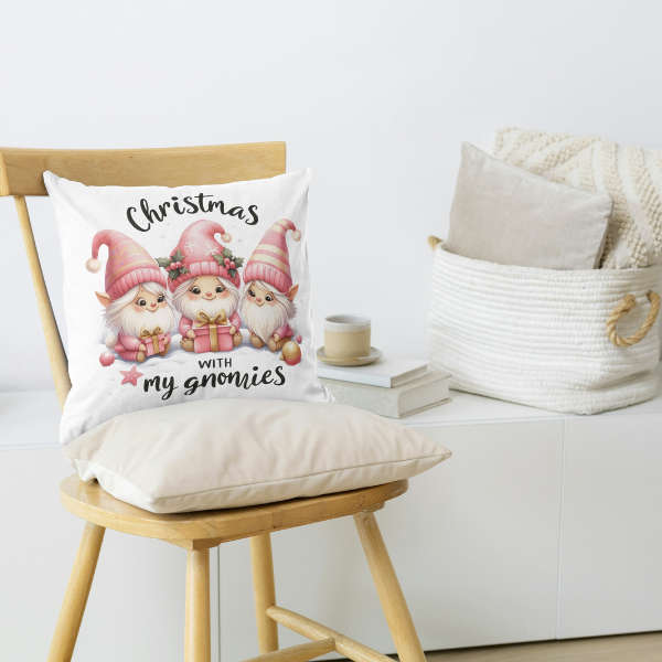 Christmas With My Gnomies Throw Pillow