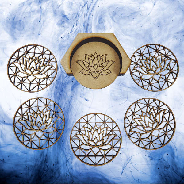 Elegant Lotus Coaster Set with Holder