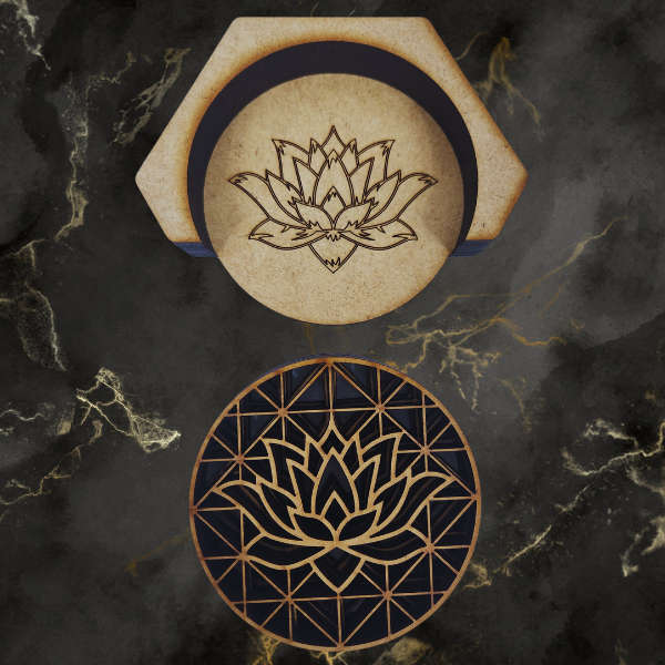 Elegant Lotus Coaster Set with Holder