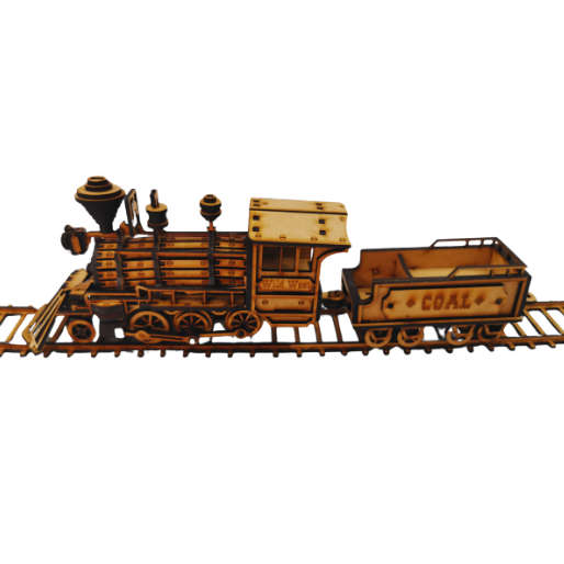 Wild West Locomotive with Coal Wagon DIY Build It Yourself Kit