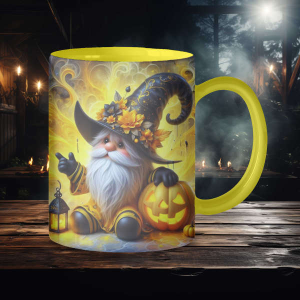 Whimsical Yellow Gnome Coffee Mug