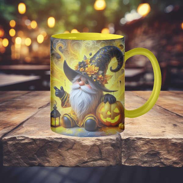 Whimsical Yellow Gnome Coffee Mug