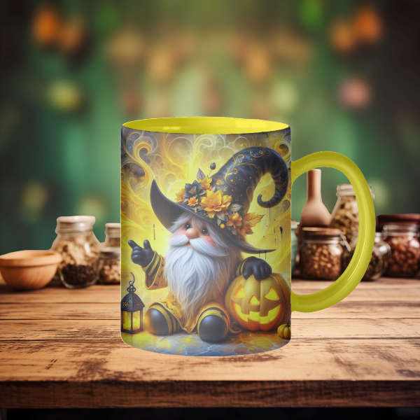 Whimsical Yellow Gnome Coffee Mug
