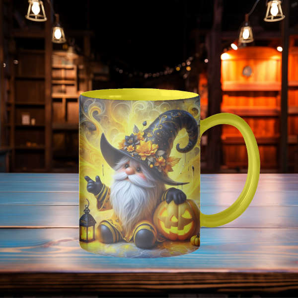 Whimsical Yellow Gnome Coffee Mug