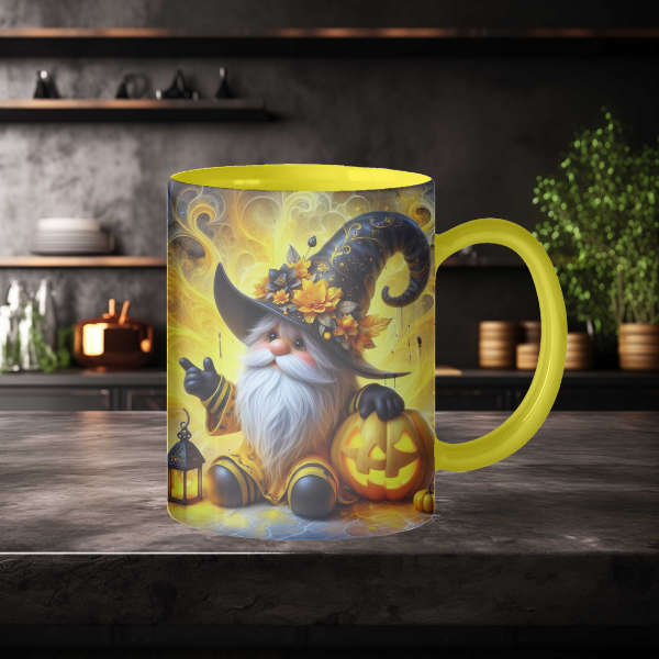 Whimsical Yellow Gnome Coffee Mug