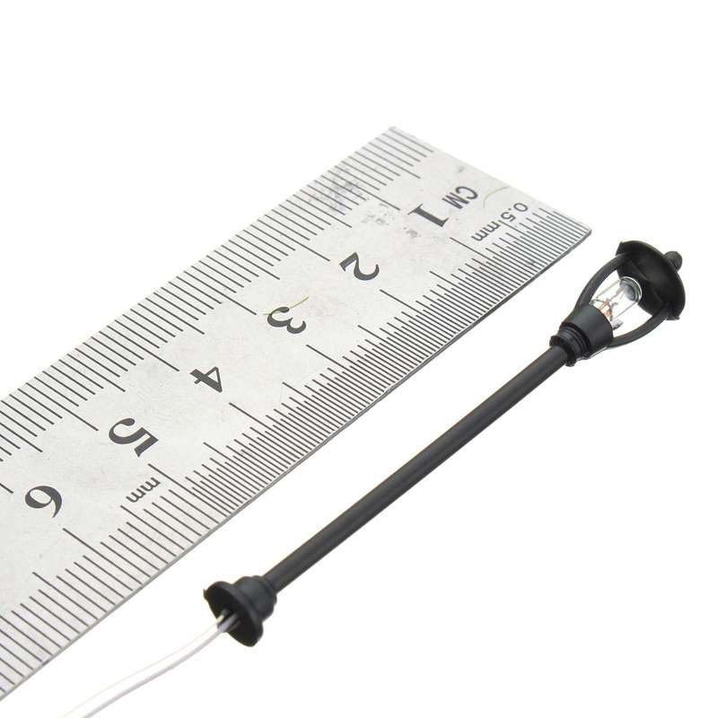 20pcs Model Garden Lamps HO Scale 1:100 Black Model Layout Single Head Garden Lights Lamppost Lan...
