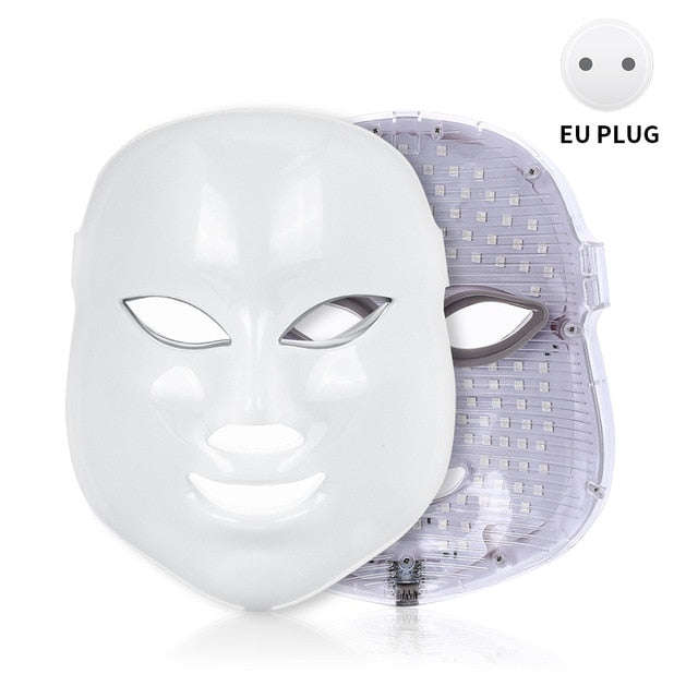 LED EMS Facial Mask With Neck Skin Rejuvenation Face Care Treatment Beauty Anti Acne Co... - EU Plug