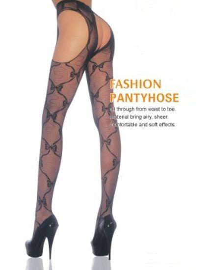 Fishnet Open Crutch Pantyhose - LB-L9045 - one size / Black / 90% nylon+10% spandex