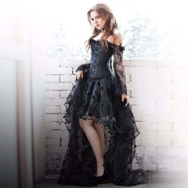 Sexy Off The Shoulder Short Front Long Back Lace Corset Robe Female Dress - white dress / S