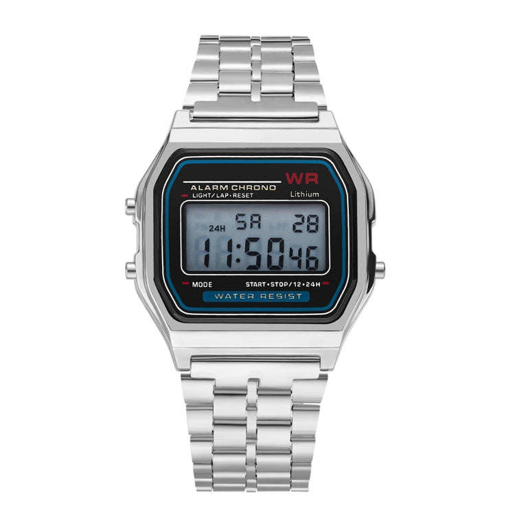 GENEVA  Men Fashion Metal Band Electronic Quartz Wrist Watch (Silver)