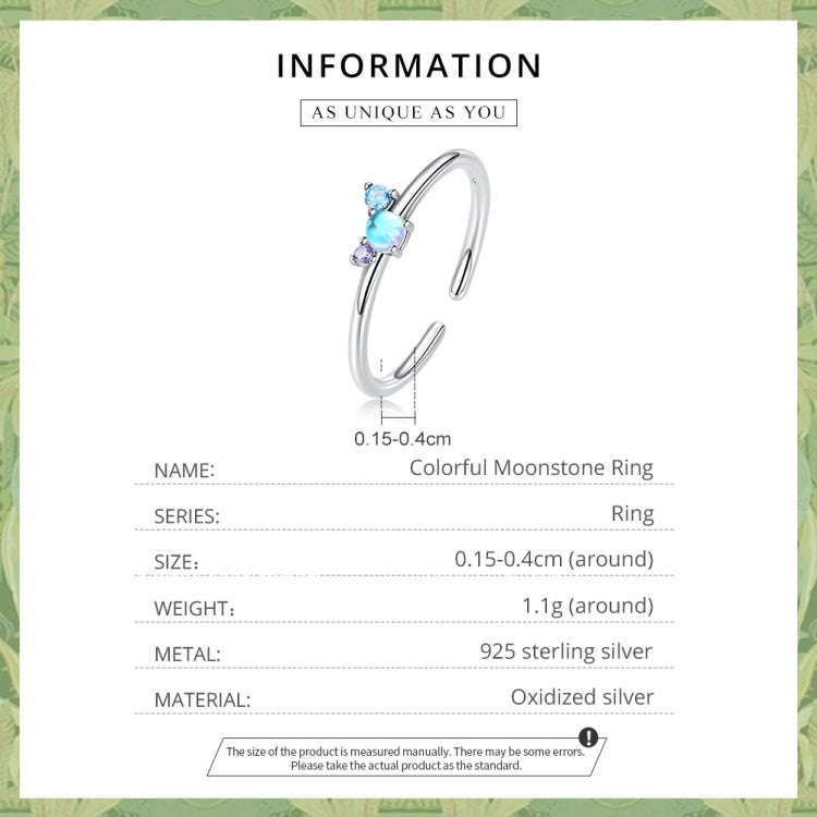S925 Sterling Silver Bright Moonstone Women Ring