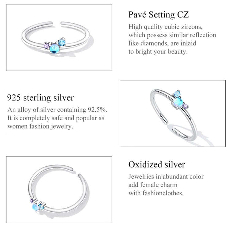 S925 Sterling Silver Bright Moonstone Women Ring