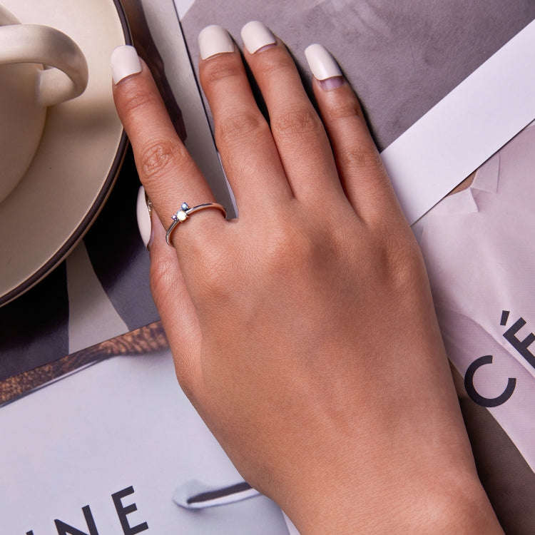 S925 Sterling Silver Bright Moonstone Women Ring