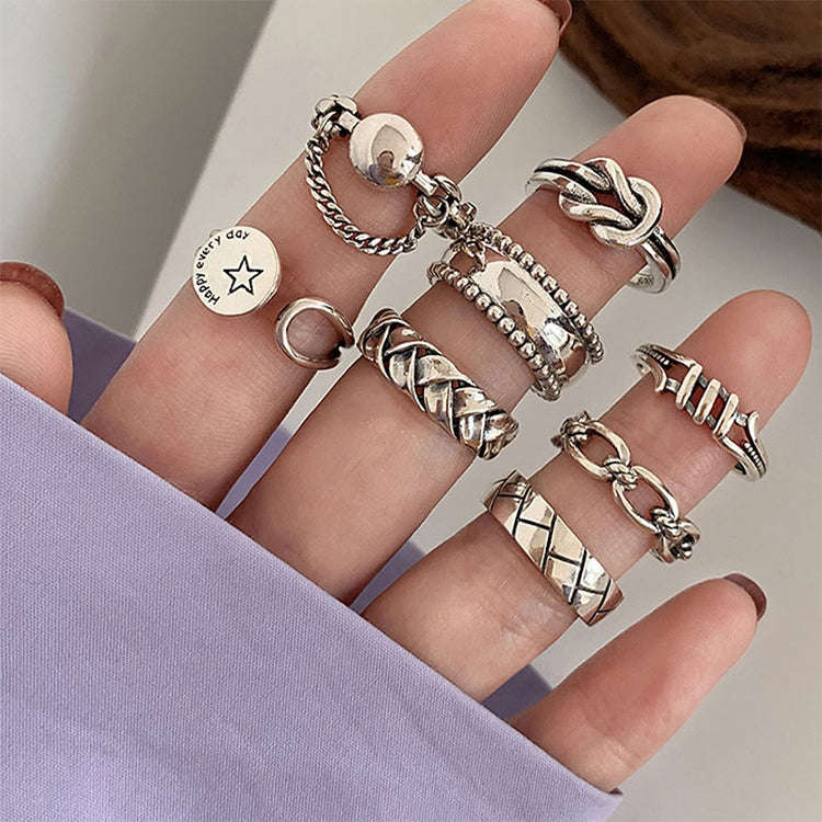 S925 Sterling Silver Cool Style Ladies Combination Ring, Specification:J341