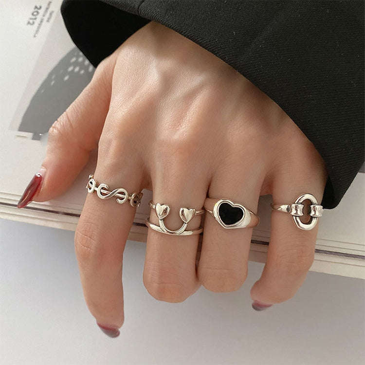 S925 Sterling Silver Cool Style Ladies Combination Ring, Specification:J341