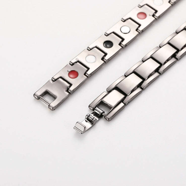 Men Detachable Titanium Steel Magnetic Therapy Bracelet Jewelry(Black)