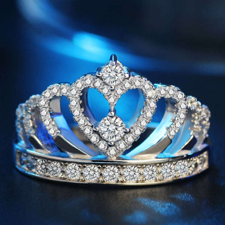 Princess Queen Crown-shaped Platinum Plated Zircon Ring, US Size: 6, Diameter: 16.5mm, Perimeter:...