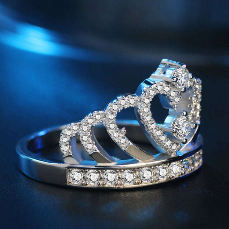 Princess Queen Crown-shaped Platinum Plated Zircon Ring, US Size: 6, Diameter: 16.5mm, Perimeter:...