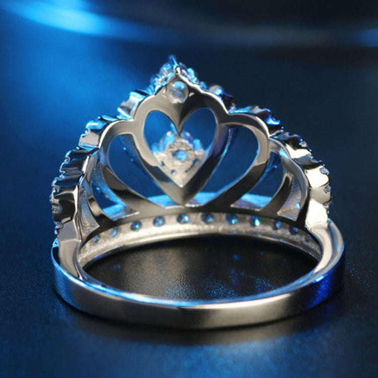 Princess Queen Crown-shaped Platinum Plated Zircon Ring, US Size: 6, Diameter: 16.5mm, Perimeter:...