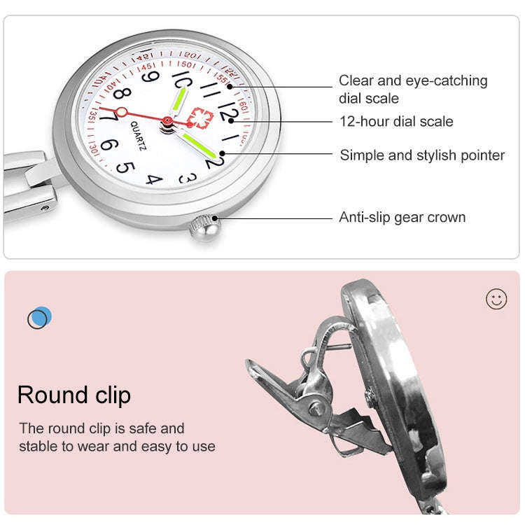 Cute Yellow Smiley Face Style Nurse Quartz Watch with Clip(Pink)