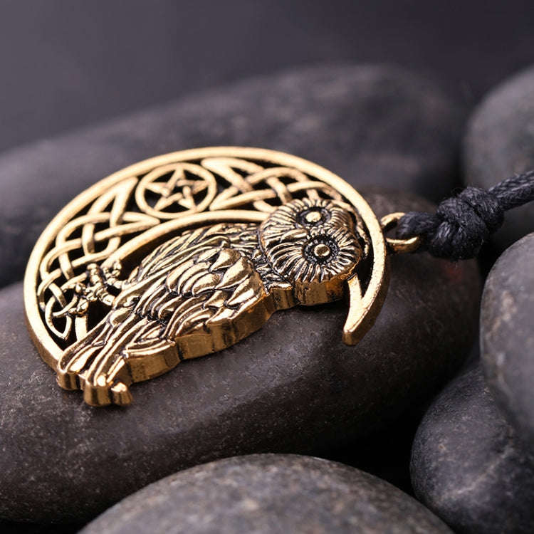 Owl Great Wisdom Ancient Silver Ancient Gold Couple Necklace(Antique Silver Plated)