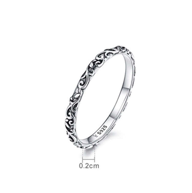 Vintage Pattern Sterling Silver Ring S925 Fashion Pattern Ring, Size:6 US Size