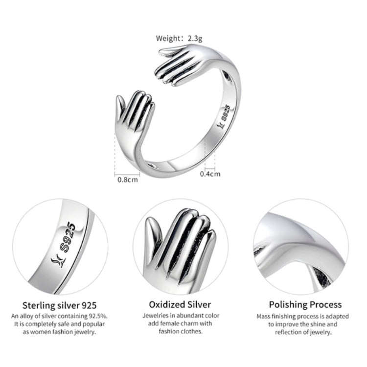 S925 Sterling Silver Ring Give Me A Hug Palm-shaped Ladies Ring