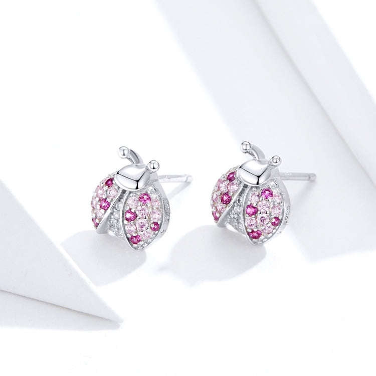 Sterling Silver Insect Earrings Seven-star Ladybug Earrings Platinum-plated Girl Earrings