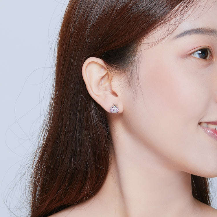 Sterling Silver Insect Earrings Seven-star Ladybug Earrings Platinum-plated Girl Earrings