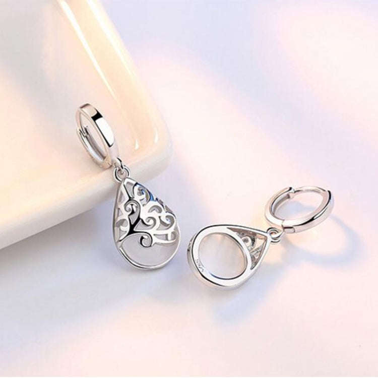 925 Sterling Silver Moonlight Opal Tears Totem Drop Earrings(pink)
