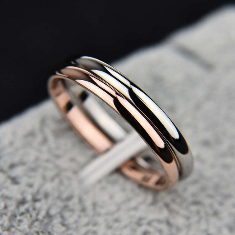 Female Stainless Steel Titanium Steel Ring, Ring Size:8(Rose Gold)